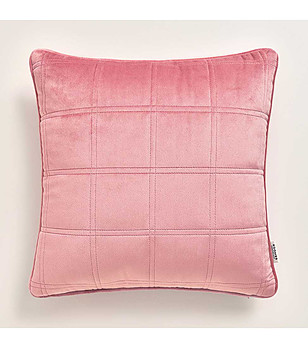 Розова калъфка за възглавница с декоративни шевове Colette 40x40 см снимка
