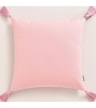 Квадратна калъфка за възглавница с пискюли в розова пудра Soul 40х40 снимка