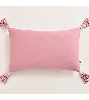 Розова калъфка за възглавница с пискюли Soul 30x50 см снимка