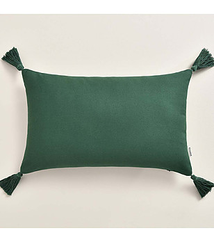 Тъмнозелена калъфка за възглавница с пискюли Soul 30x50 см снимка