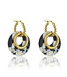 Дамски златисти обеци с елемент в черно и бяло Earrings-1 снимка