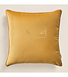 Калъфка за възглавница в цвят горчица с щампа в златисто Mademoiselle-0 снимка