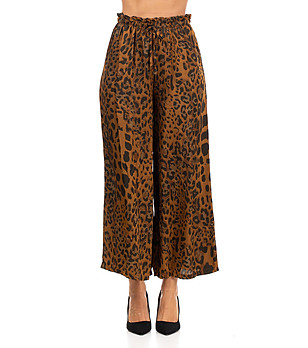 Кафяв дамски панталон с животински принт Aldae снимка