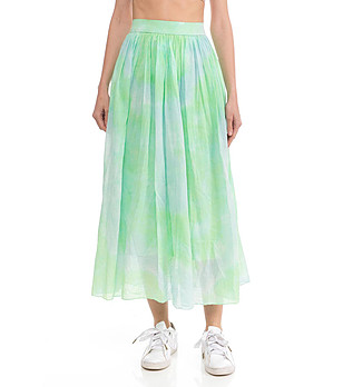 Дълга памучна пола в зелено и светлосиньо Nessa снимка