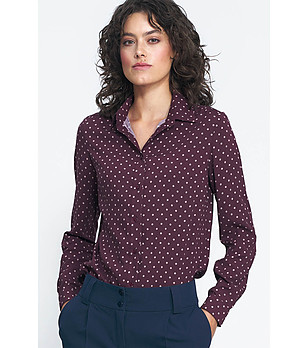 Дамска риза в нюанс на бордо с контрастен принт Rona снимка