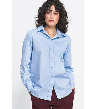 Дамска риза в светлосин цвят Gita с високо съдържание на памук снимка