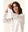 Бяла дамска ленена риза Justina-4 снимка