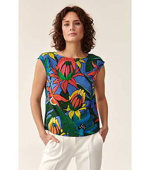 Многоцветна дамска блуза с принт Afeli снимка