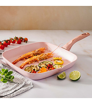 Розов грил тиган с незалепващо покритие Stone Rose 28 см снимка