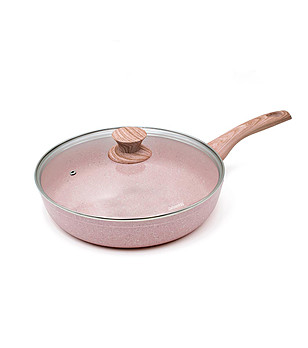 Розов тиган с незалепващо покритие с капак Stone Rose 28 см снимка