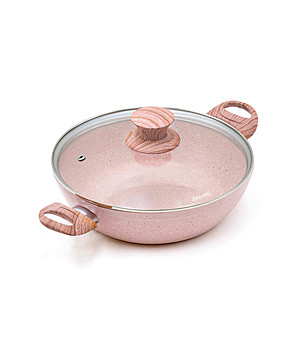 Розова тенджера с незалепващо покритие с две дръжки Stone Rose 24 снимка