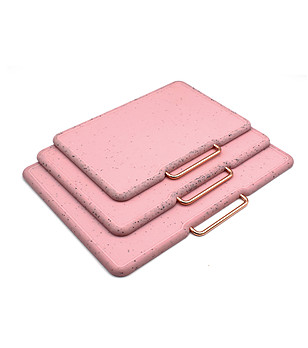 Комплект от 3 броя кухненски дъски в розово с поставка Stone Rose снимка