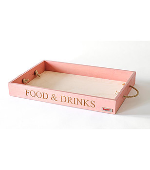 Розов дървен поднос Stone Rose снимка