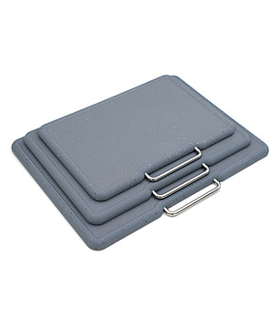 Комплект от 3 броя кухненски дъски в сиво с поставка Pierre Gourmet снимка