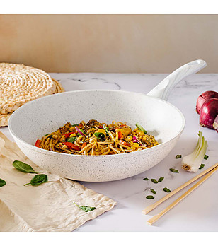 Бял тиган с незалепващо покритие с капак Stone White 28 см снимка