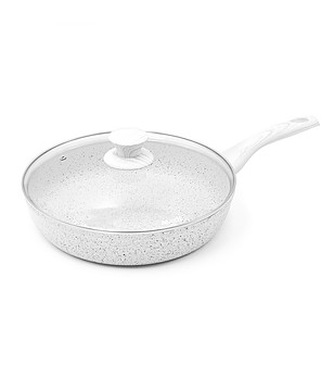 Бял тиган с незалепващо покритие с капак Stone White 28 см снимка