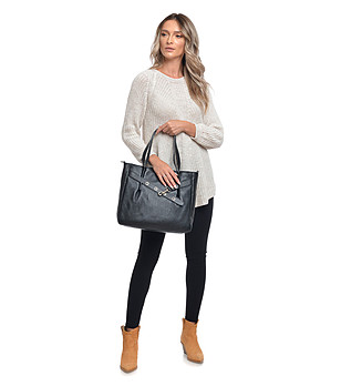 Черна дамска чанта от естествена кожа Betina снимка