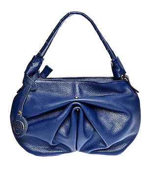 Малка дамска чанта от естествена кожа Veronica в син цвят снимка