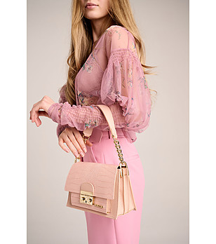Дамска кожена чанта в цвят пудра Arbiza снимка