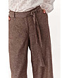 Кафяв дамски панталон от лен и памук Olena-3 снимка