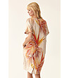 Бежова ленена рокля Soforia с оранжеви контрастни детайли-1 снимка