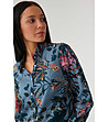 Синя памучна дамска риза с флорален принт Gonika-2 снимка