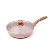 Розов тиган с незалепващо покритие с капак  Stone Rose 24 см-1 снимка