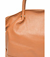 Дамска кожена чанта в цвят коняк Albana-2 снимка