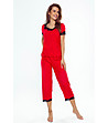 Дамска червена пижама с черна дантела Aster в макси размери-1 снимка
