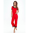 Дамска червена пижама с черна дантела Aster в макси размери-3 снимка