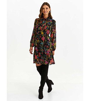 Черна рокля с флорален принт Xenia снимка