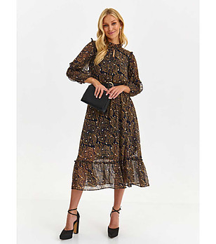 Тъмносиня рокля с ефектен принт Irina снимка