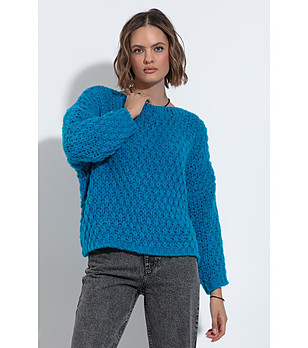 Дамски син пуловер Celine снимка