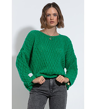 Дамски зелен пуловер Celine снимка
