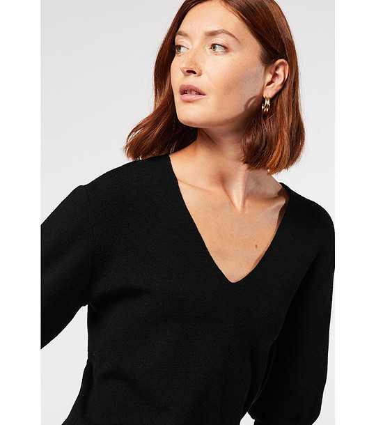 Дамски пуловер в черен цвят Harmani с вълна снимка