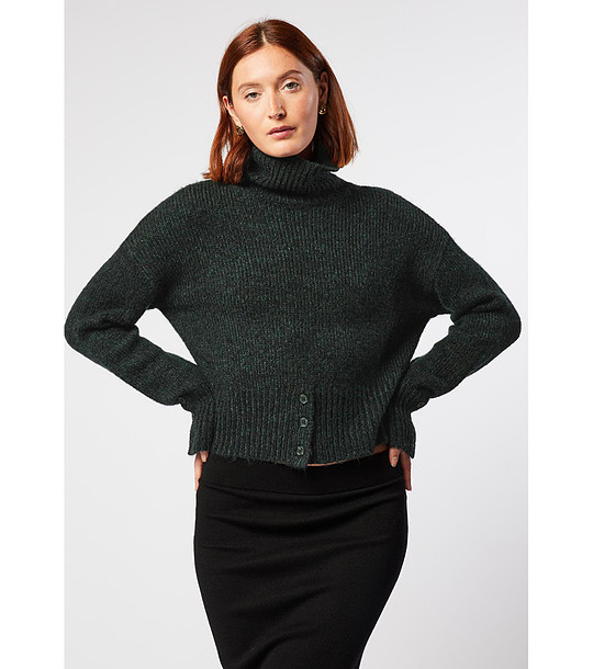 Дамски поло пуловер в зелен меланж Veronica снимка