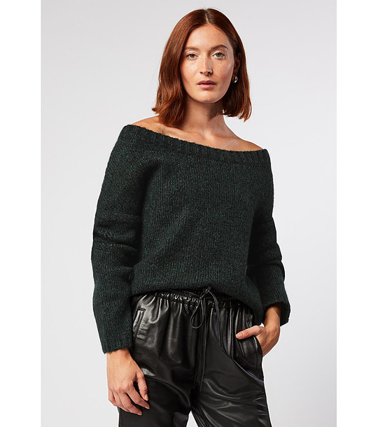 Тъмнозелен дамски пуловер с мохер и мерино Sandrin снимка