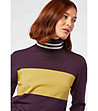 Дамски пуловер в цвят патладжан и горчица Gala-2 снимка