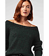 Тъмнозелен дамски пуловер с мохер и мерино Sandrin-2 снимка