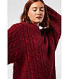 Дамски пуловер в нюанс на цвят бордо с вълна и мохер Mevita-2 снимка