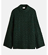 Дамски пуловер в тъмнозелен нюанс с вълна и мохер Mevita-3 снимка