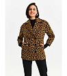 Дамско палто в цвят камел и черно с леопардов принт Cecilia-2 снимка