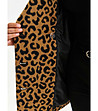 Дамско палто в цвят камел и черно с леопардов принт Cecilia-3 снимка