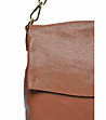 Дамска чанта от естествена кожа в цвят коняк Teti-3 снимка
