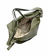 Дамска кожена чанта-раница в зелен нюанс Alliz-3 снимка