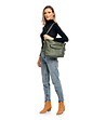 Дамска кожена чанта-раница в зелен нюанс Alliz-4 снимка