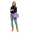 Дамска лилава чанта от естествена кожа Livena-4 снимка