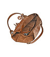 Дамска кожена чанта в цвят коняк с пискюл Libby-3 снимка