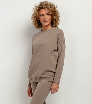 Дамска памучна блуза в цвят капучино Dinora снимка