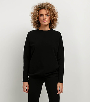 Дамска памучна черна блуза Dinora снимка